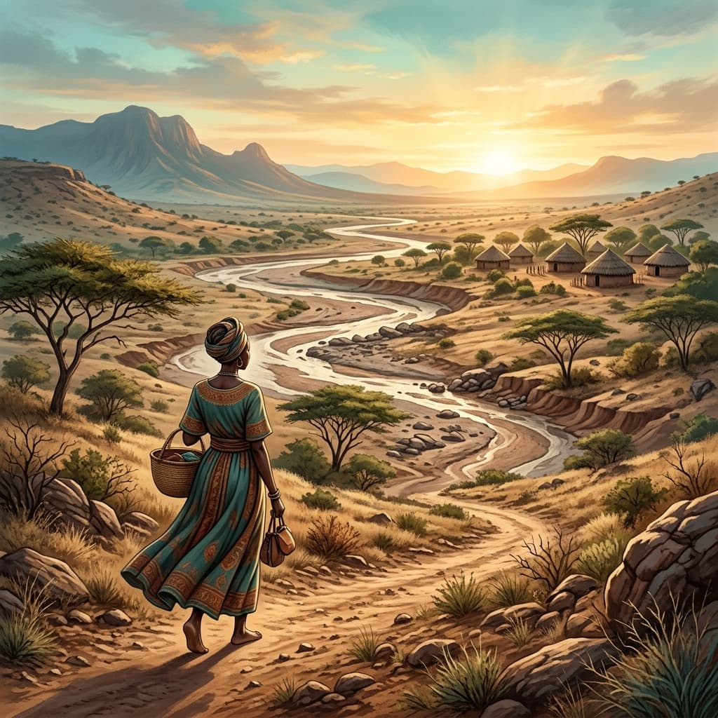 Illustration of a Kenyan woman being supported by a community responder